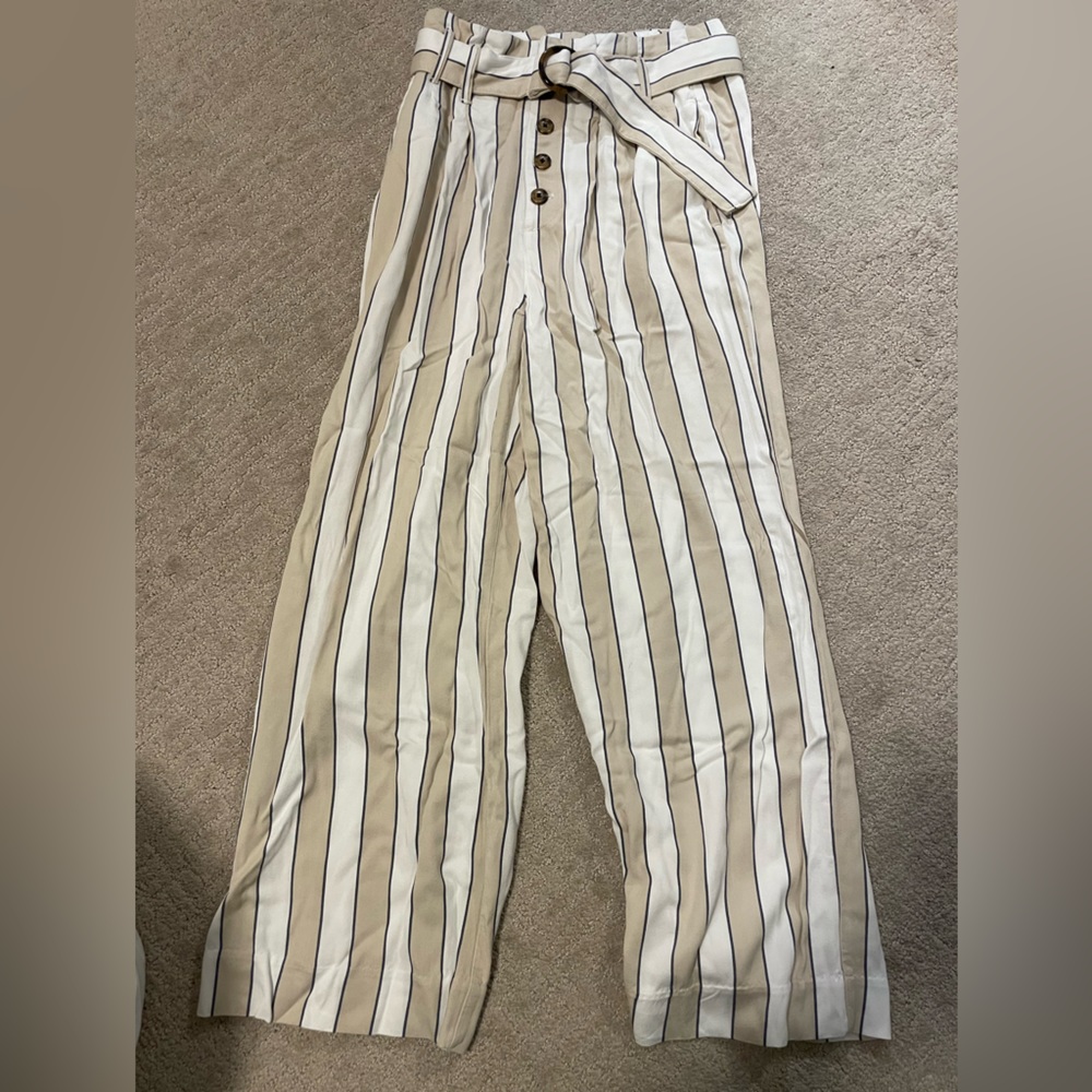 Abercrombie & Fitch Linen Striped Pant with Belt